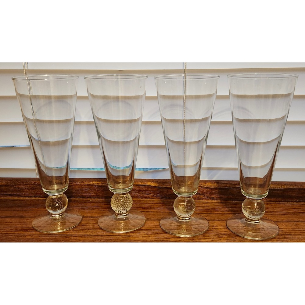 VTG‎ Sports  Pilsner Beer Glasses Set of 4 Basketball Baseball Golf Bar Man Cave